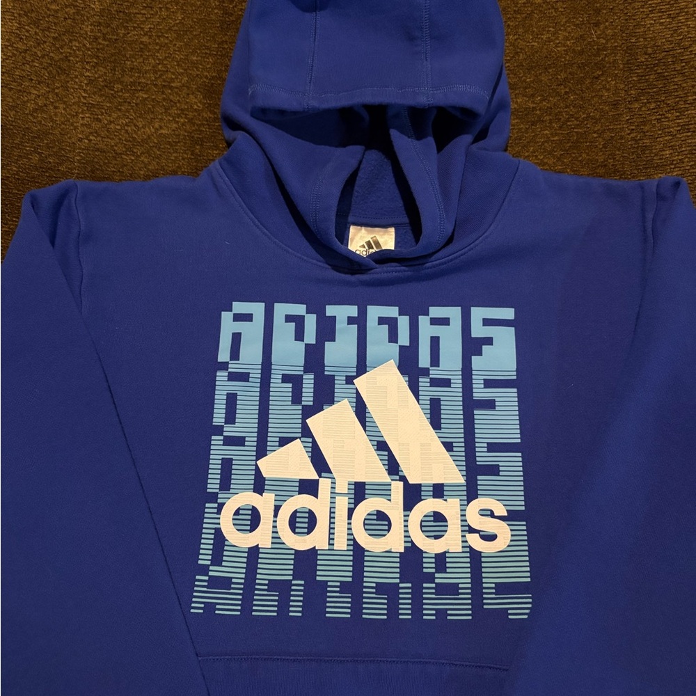 adidas Royal Blue Hoodie with White Logo